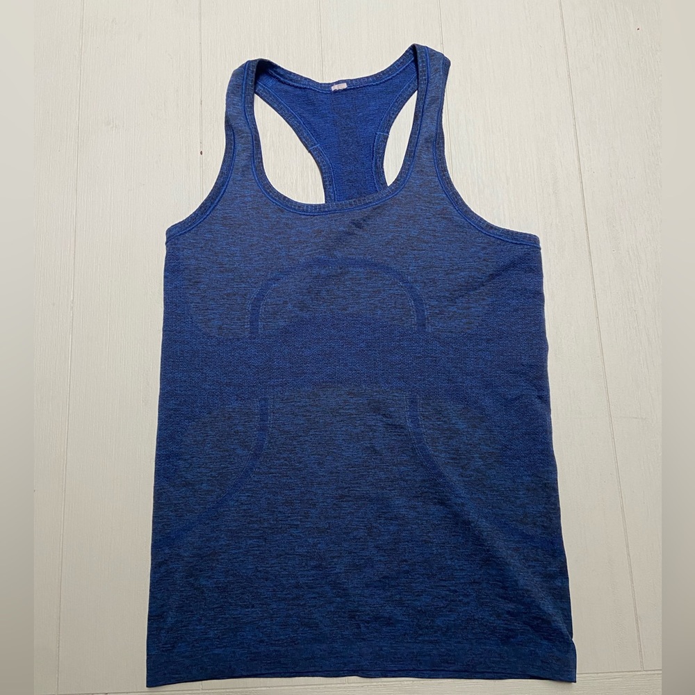 heathered royal/ navy blue lululemon swiftly tech tank